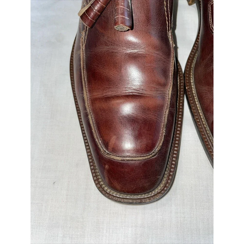Folio New York Italy Dress Loafers Mens Size 11 M Brown Leather  Slip On Tassels